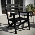 Flash Furniture Tolleson Adirondack Dining Chair w/Fold Out Cup Holder, Weather Resistant Recycled HDPE in Black LE-HMP-2037-10-BLK-GG